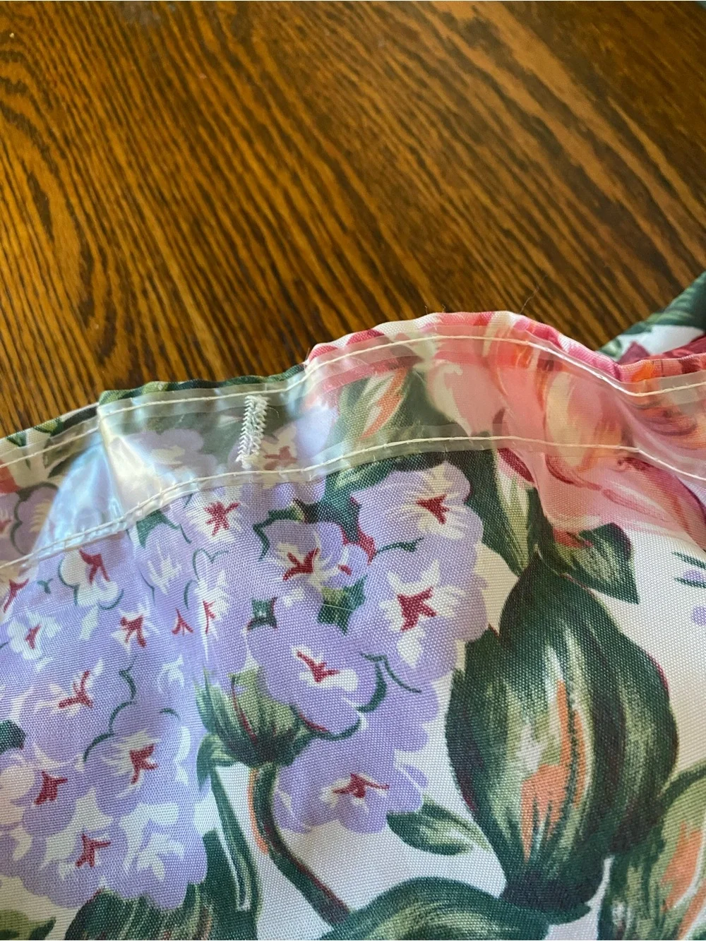 Vintage 1990s Colorful Floral Rose Shower Curtain Pink Purple Made In USA